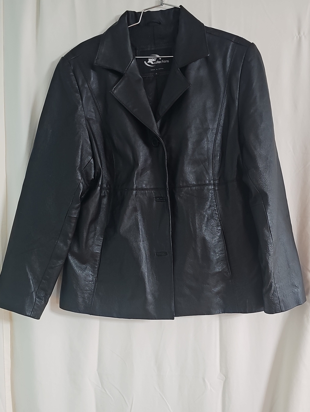 R Collection Men's Black Leather Blazer Jacket